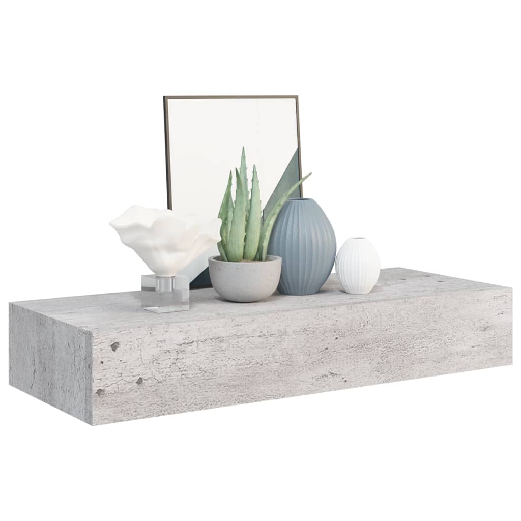 Nástěnné Police Se Zásuvkou 2 Ks Betonově Šedé 60X23,5X10Cm Mdf Betonová Šedá