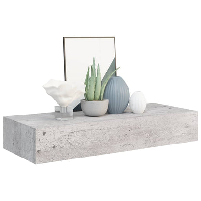 Nástěnné Police Se Zásuvkou 2 Ks Betonově Šedé 60X23,5X10Cm Mdf Betonová Šedá