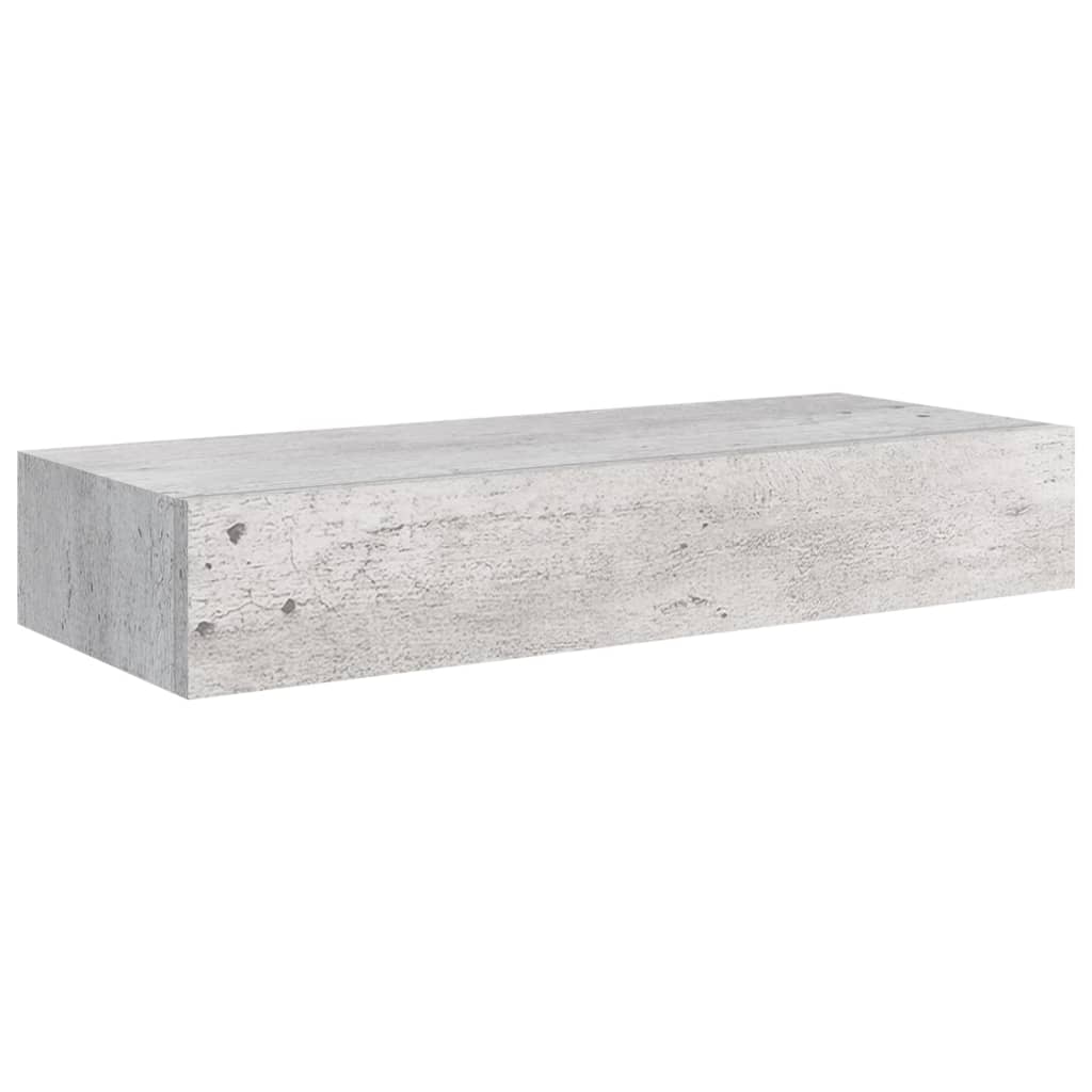 Nástěnné Police Se Zásuvkou 2 Ks Betonově Šedé 60X23,5X10Cm Mdf Betonová Šedá