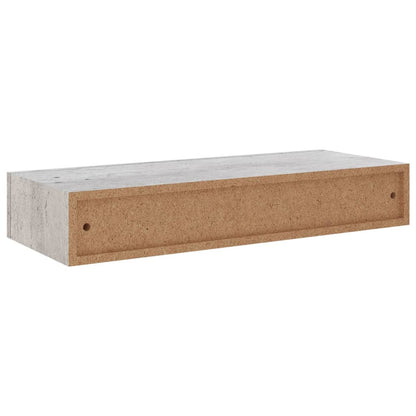 Nástěnné Police Se Zásuvkou 2 Ks Betonově Šedé 60X23,5X10Cm Mdf Betonová Šedá