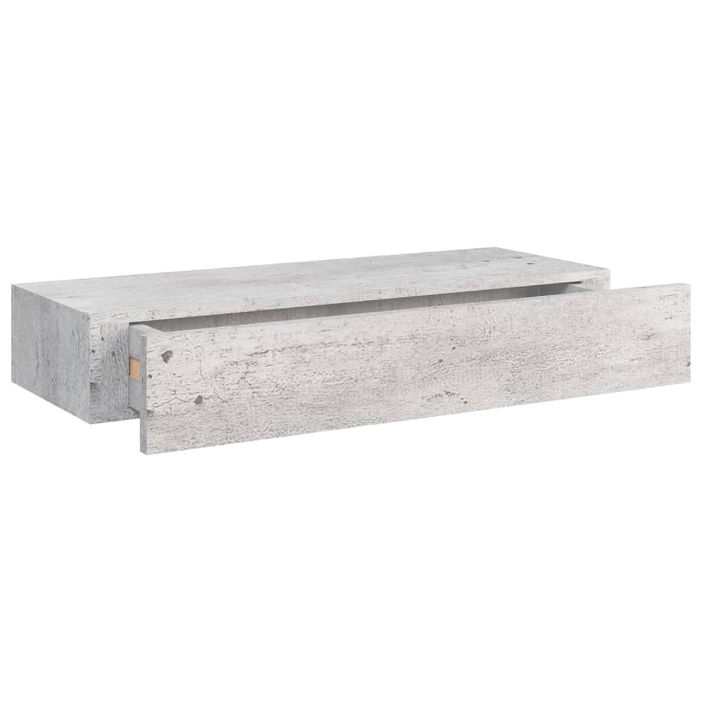 Nástěnné Police Se Zásuvkou 2 Ks Betonově Šedé 60X23,5X10Cm Mdf Betonová Šedá