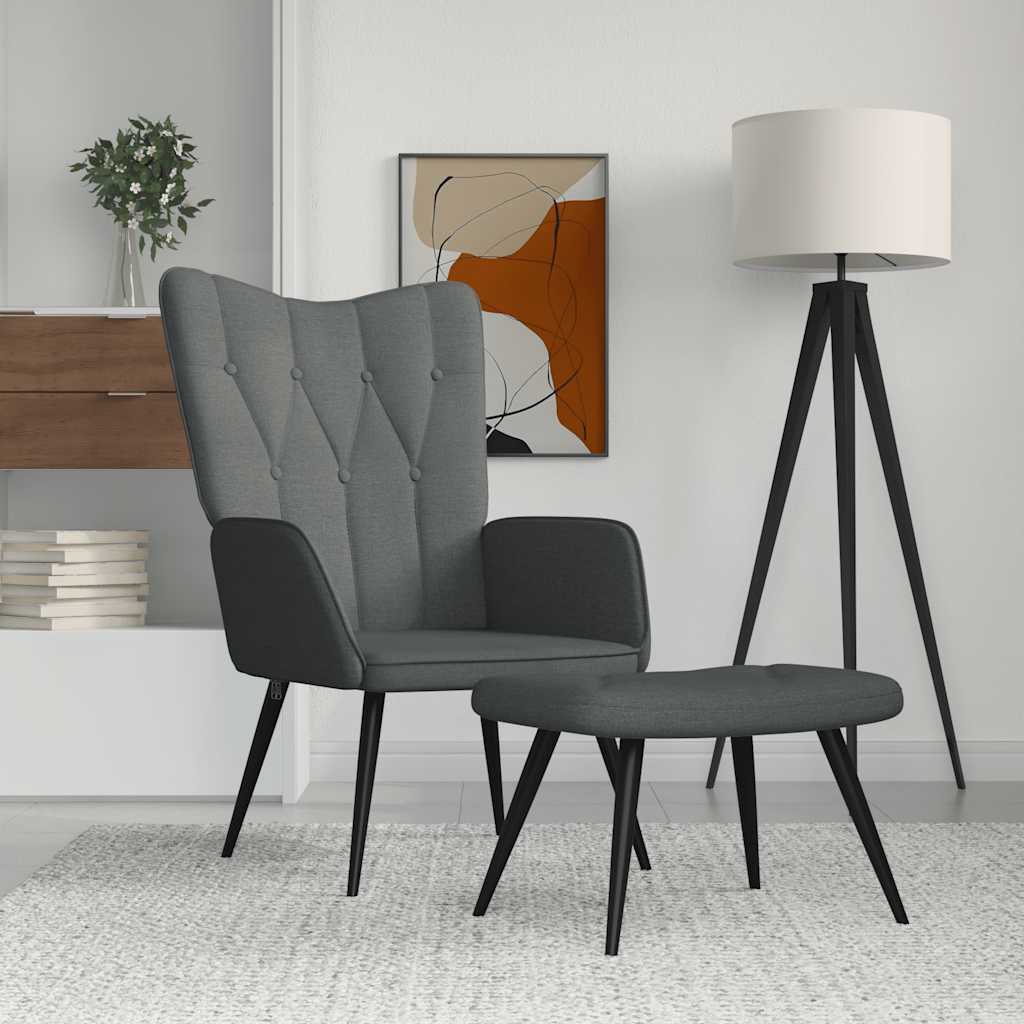 Relaxační Křeslo Tmavě Šedé Textil