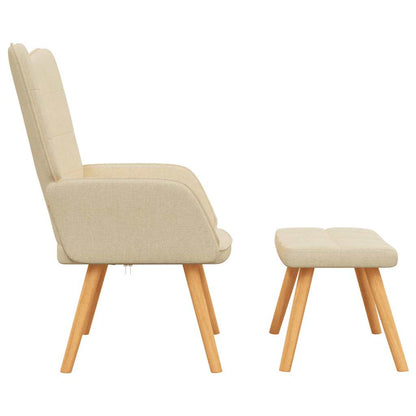 Relaxační Křeslo Se Stoličkou Krémové Textil