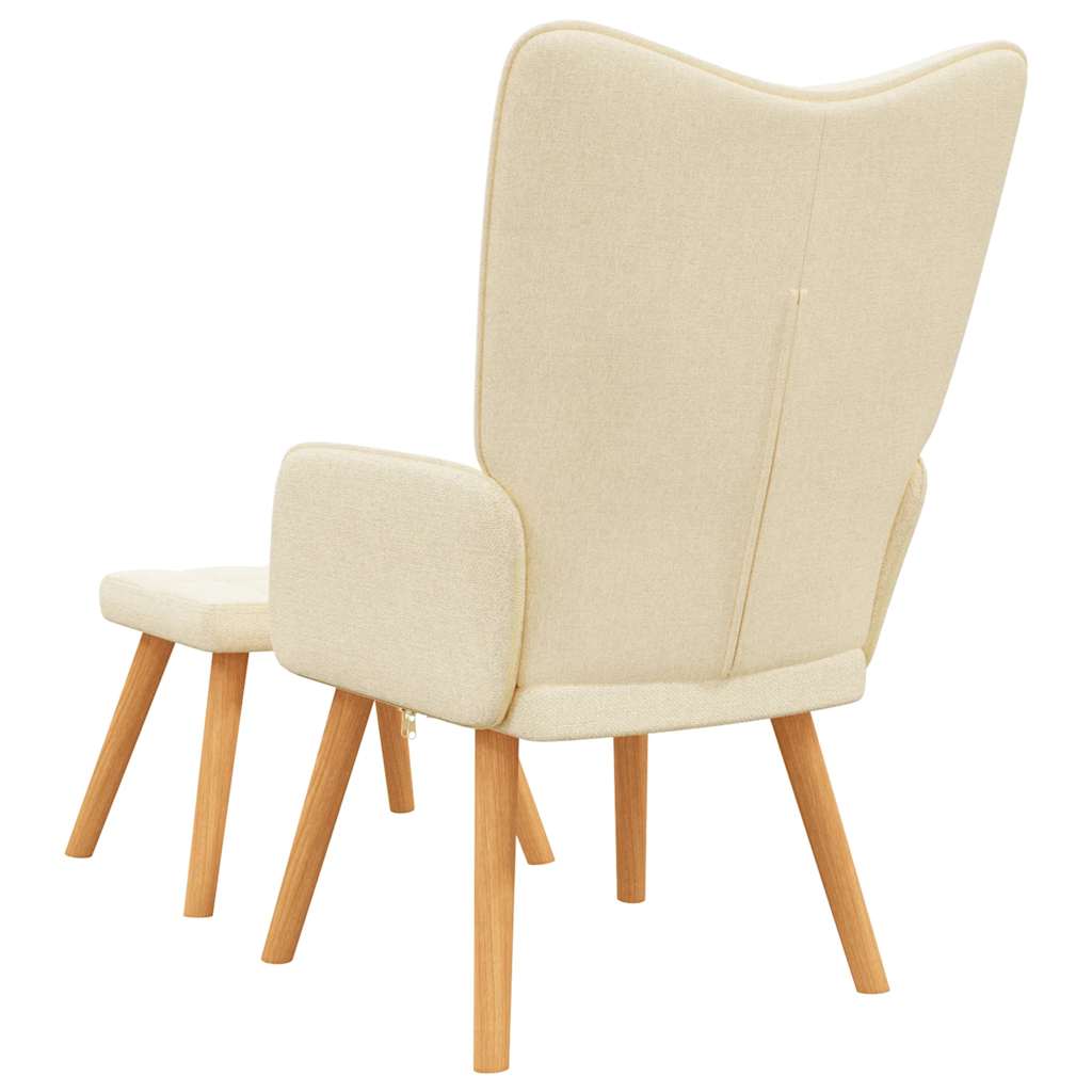 Relaxační Křeslo Se Stoličkou Krémové Textil