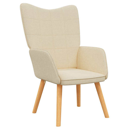 Relaxační Křeslo Se Stoličkou Krémové Textil
