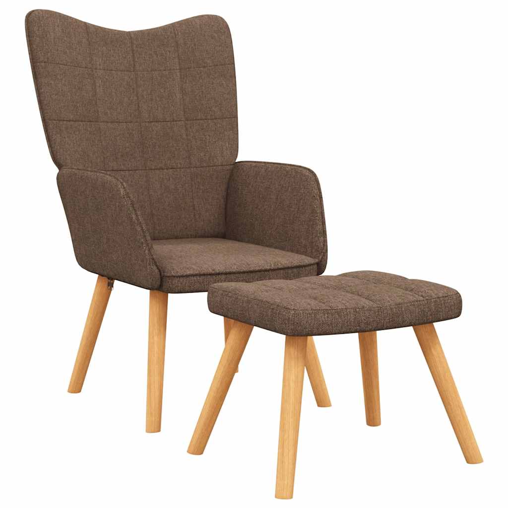 Relaxační Křeslo Se Stoličkou Hnědé Textil