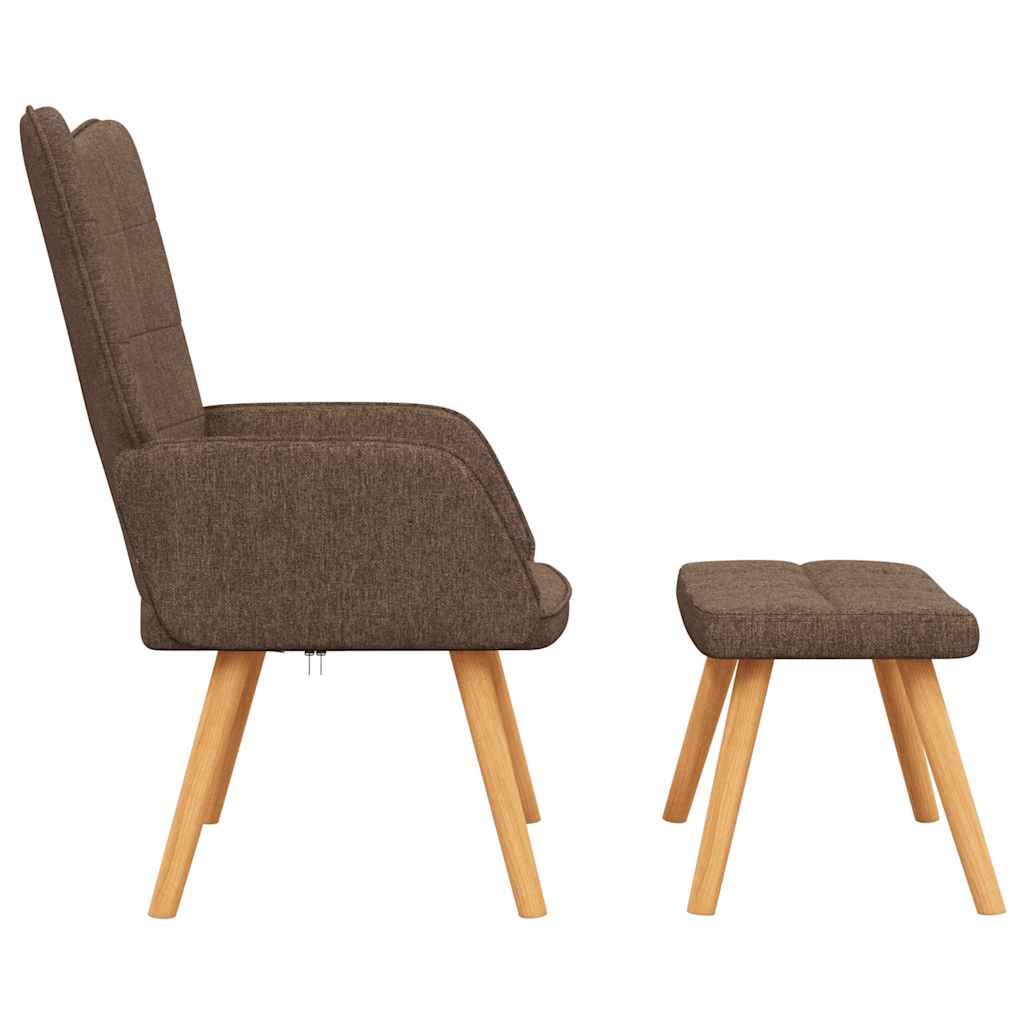 Relaxační Křeslo Se Stoličkou Hnědé Textil