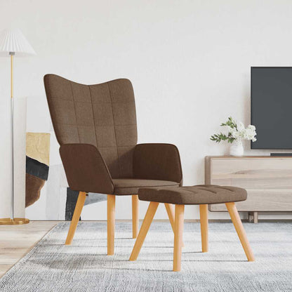 Relaxační Křeslo Se Stoličkou Hnědé Textil