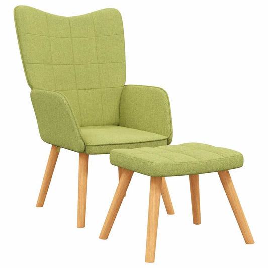 Relaxační Křeslo Se Stoličkou Zelené Textil