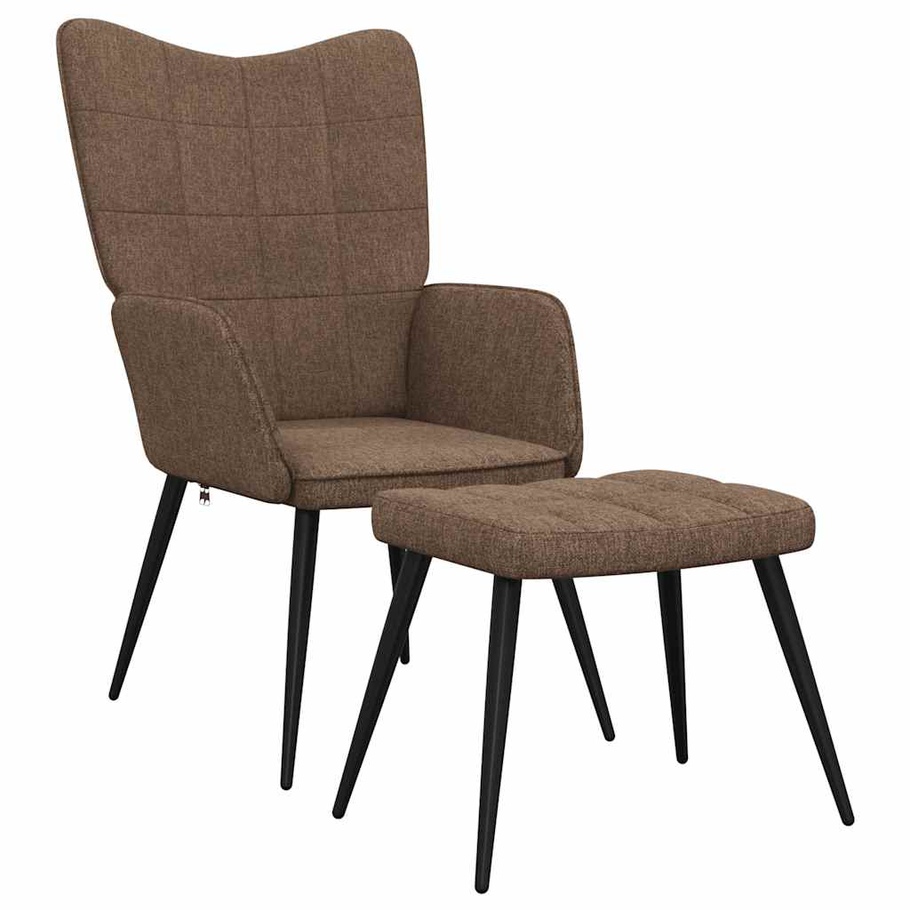 Relaxační Židle Se Stoličkou Hnědá Textil