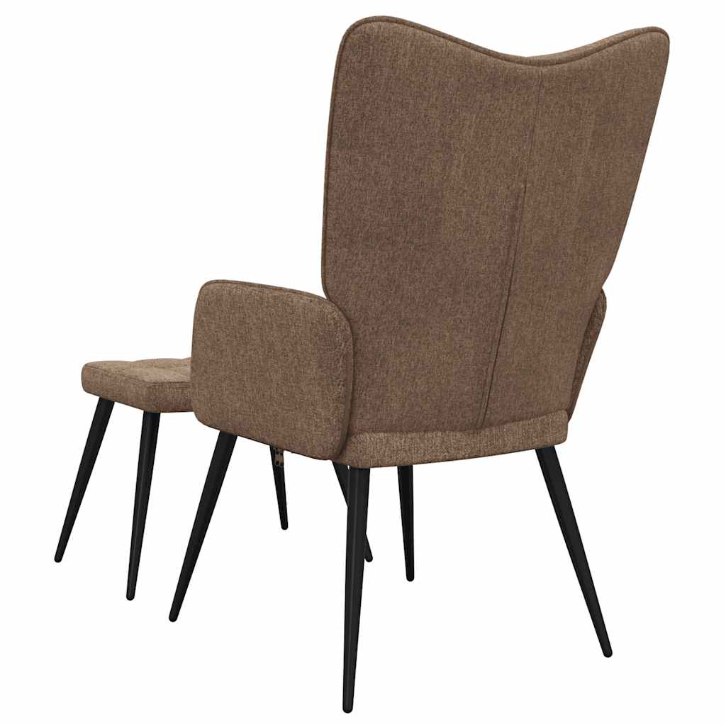 Relaxační Židle Se Stoličkou Hnědá Textil