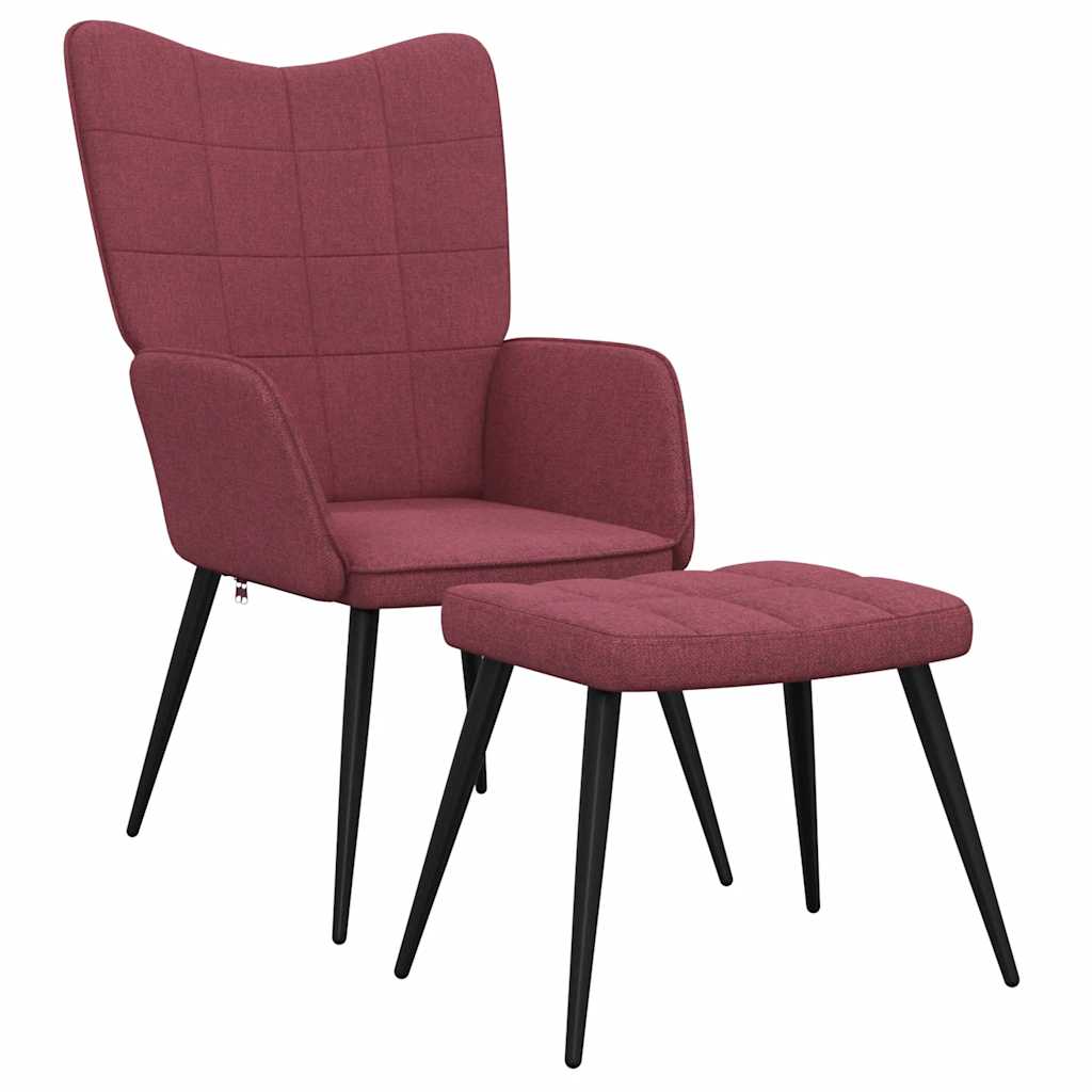 Relaxační Židle Se Stoličkou Vínová Textil