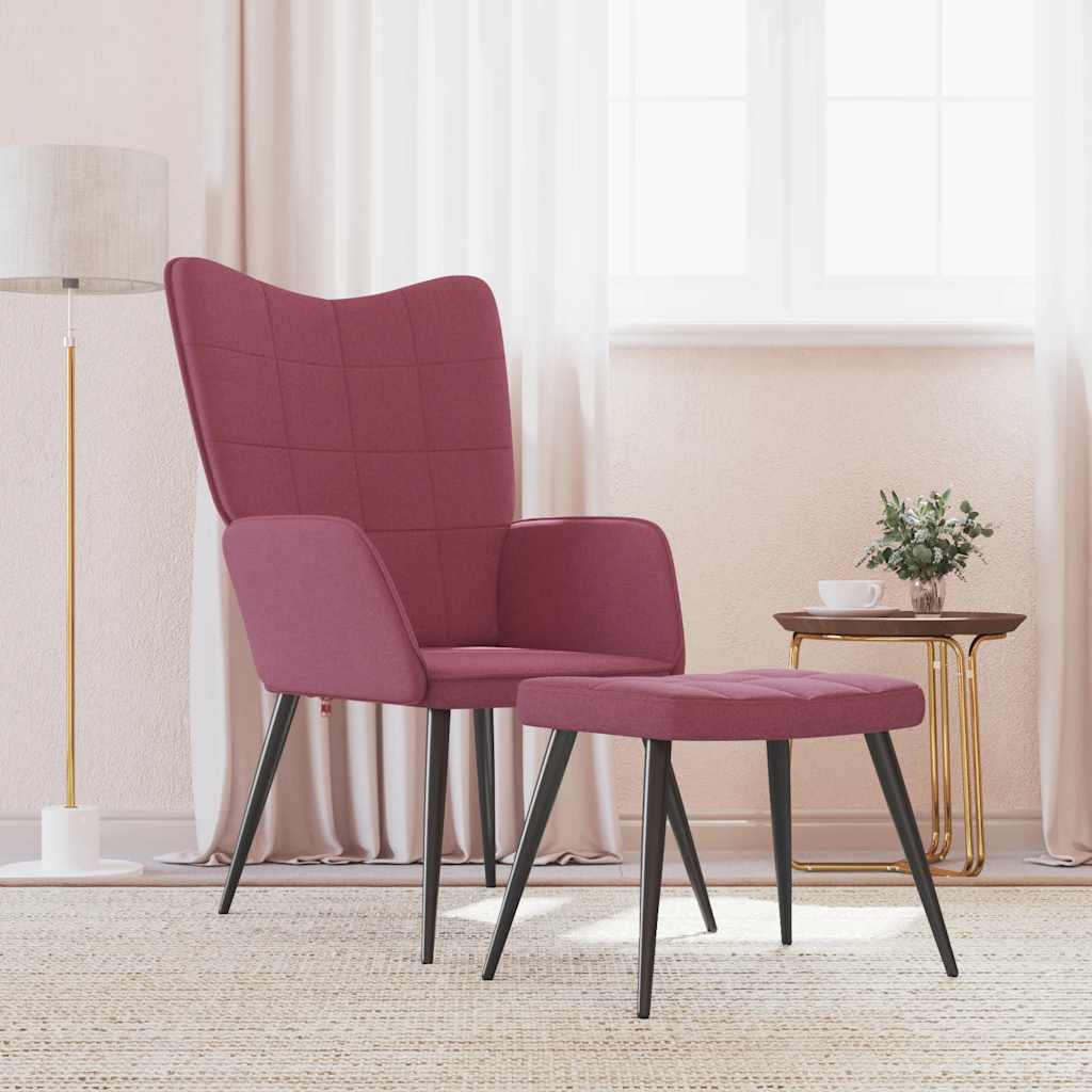 Relaxační Židle Se Stoličkou Vínová Textil