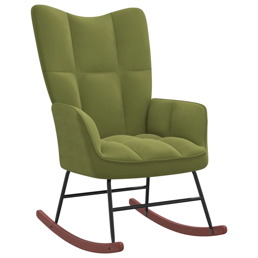 Houpací židle světle zelená samet