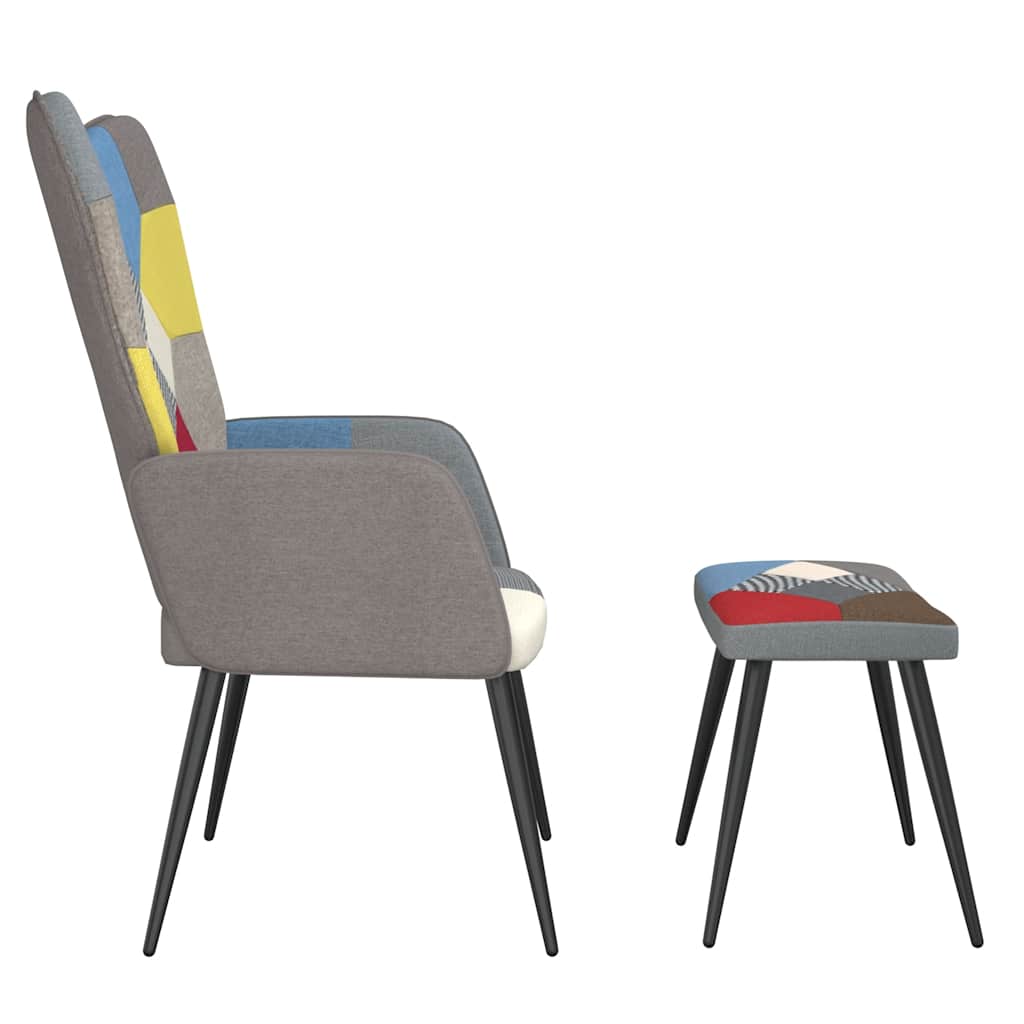 Relaxační Křeslo Se Stoličkou Patchwork Textil
