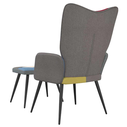 Relaxační Křeslo Se Stoličkou Patchwork Textil