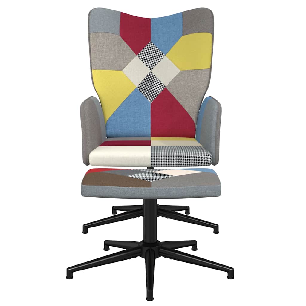 Relaxační Křeslo Se Stoličkou Patchwork Textil