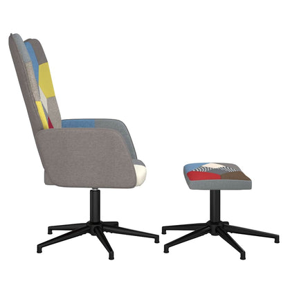 Relaxační Křeslo Se Stoličkou Patchwork Textil