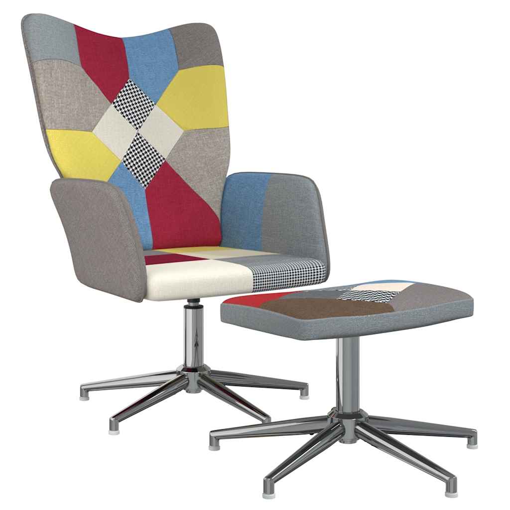 Relaxační Křeslo Se Stoličkou Patchwork Textil