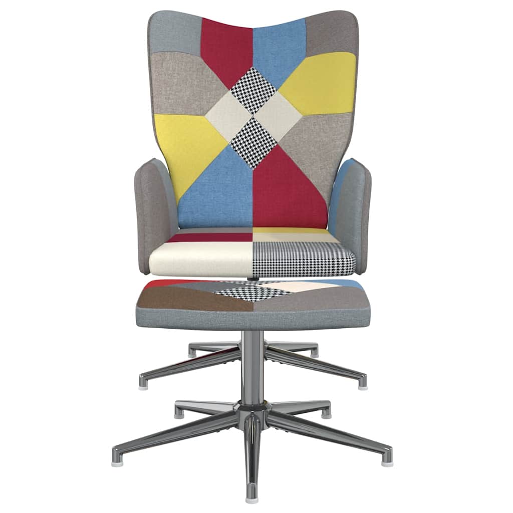 Relaxační Křeslo Se Stoličkou Patchwork Textil