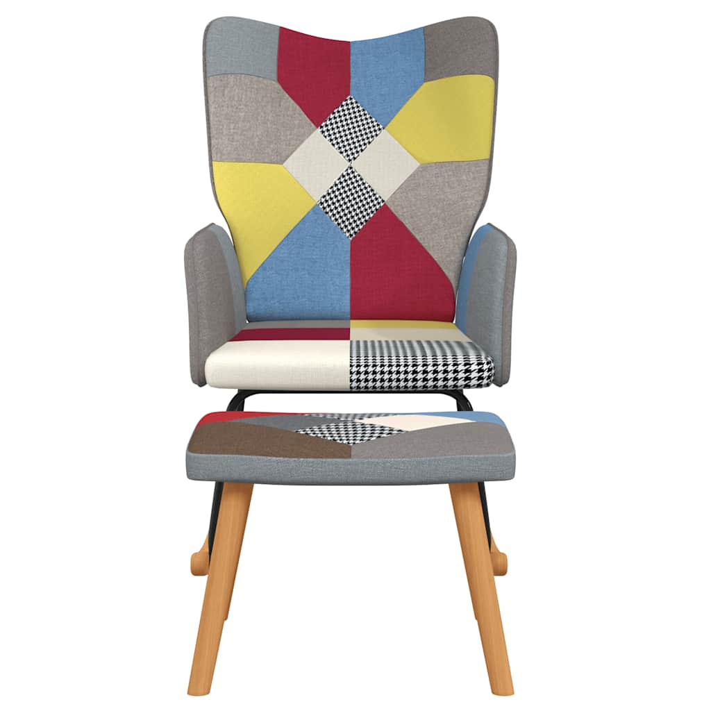 Houpací Křeslo Se Stoličkou Patchwork Textil