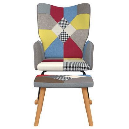 Houpací Křeslo Se Stoličkou Patchwork Textil