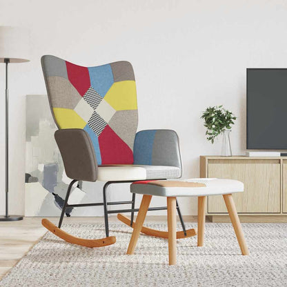 Houpací Křeslo Se Stoličkou Patchwork Textil