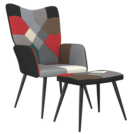 Relaxační Křeslo Se Stoličkou Patchwork Textil