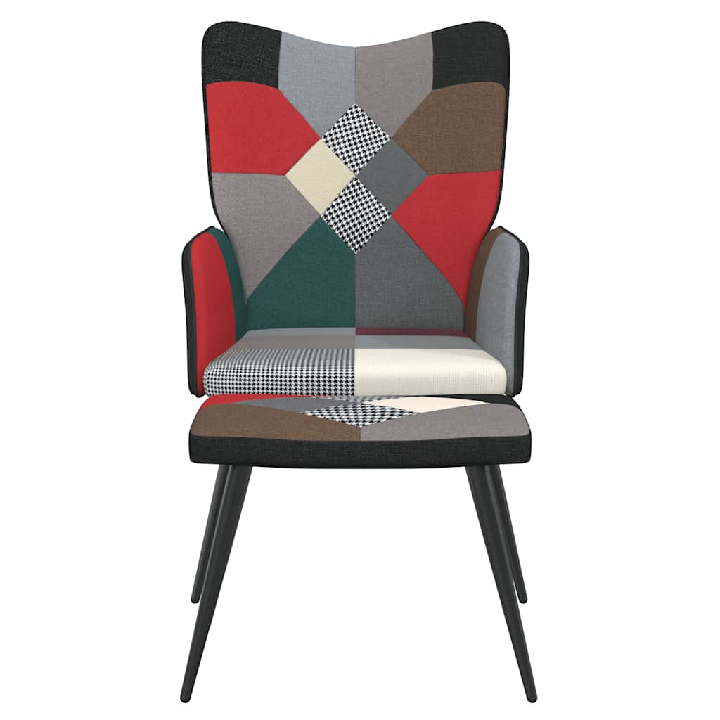 Relaxační Křeslo Se Stoličkou Patchwork Textil