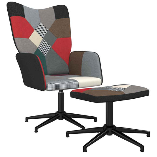 Relaxační Křeslo Se Stoličkou Patchwork Textil