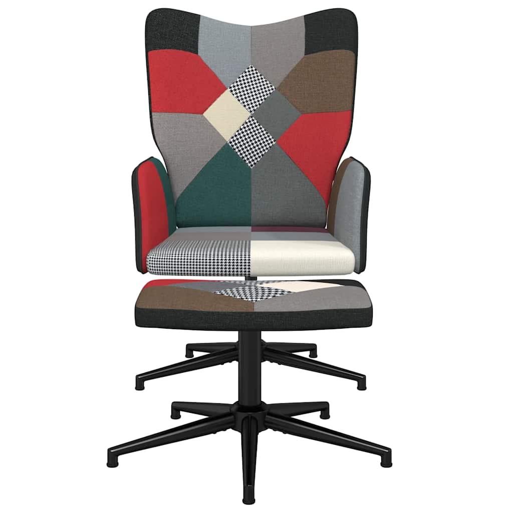 Relaxační Křeslo Se Stoličkou Patchwork Textil
