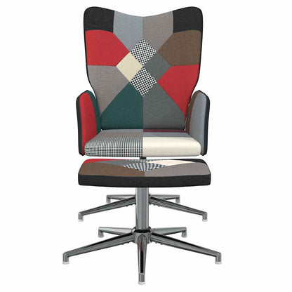 Relaxační Křeslo Se Stoličkou Patchwork Textil