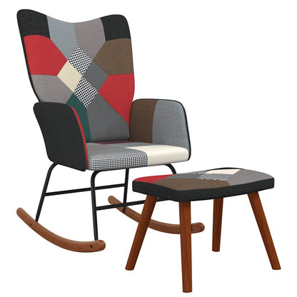 Houpací Křeslo Se Stoličkou Patchwork Textil