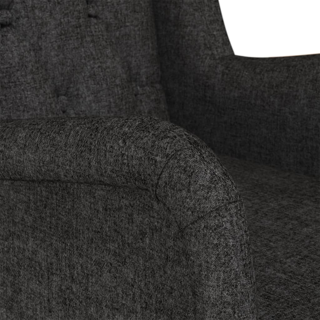 Houpací Křeslo S Nohami Z Kaučukovníkového Dřeva Černé Textil