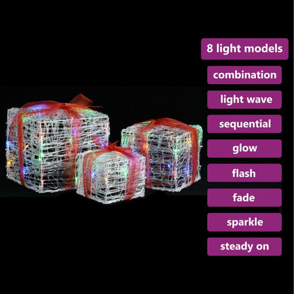 Dekorativní Akrylové Vánoční Dárky 3 Ks Barevné