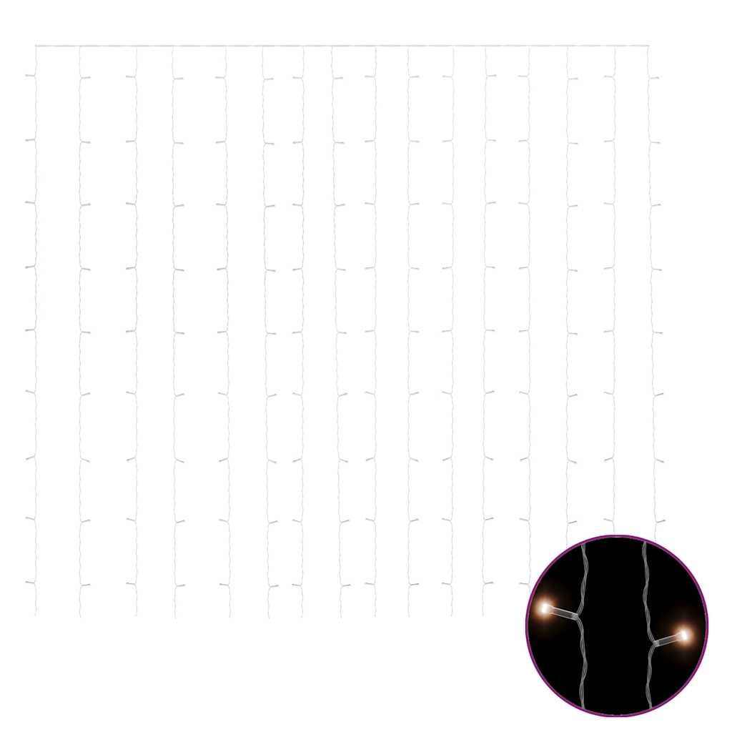 Světelný Závěs 3 X 3 M 300 Led Diod Teplé Bílé Světlo 8 Funkcí