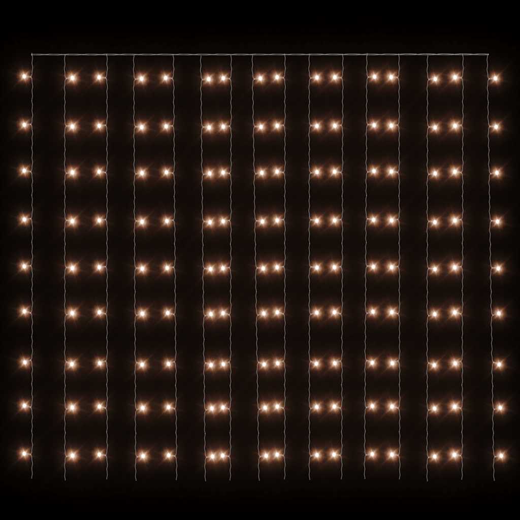 Světelný Závěs 3 X 3 M 300 Led Diod Teplé Bílé Světlo 8 Funkcí