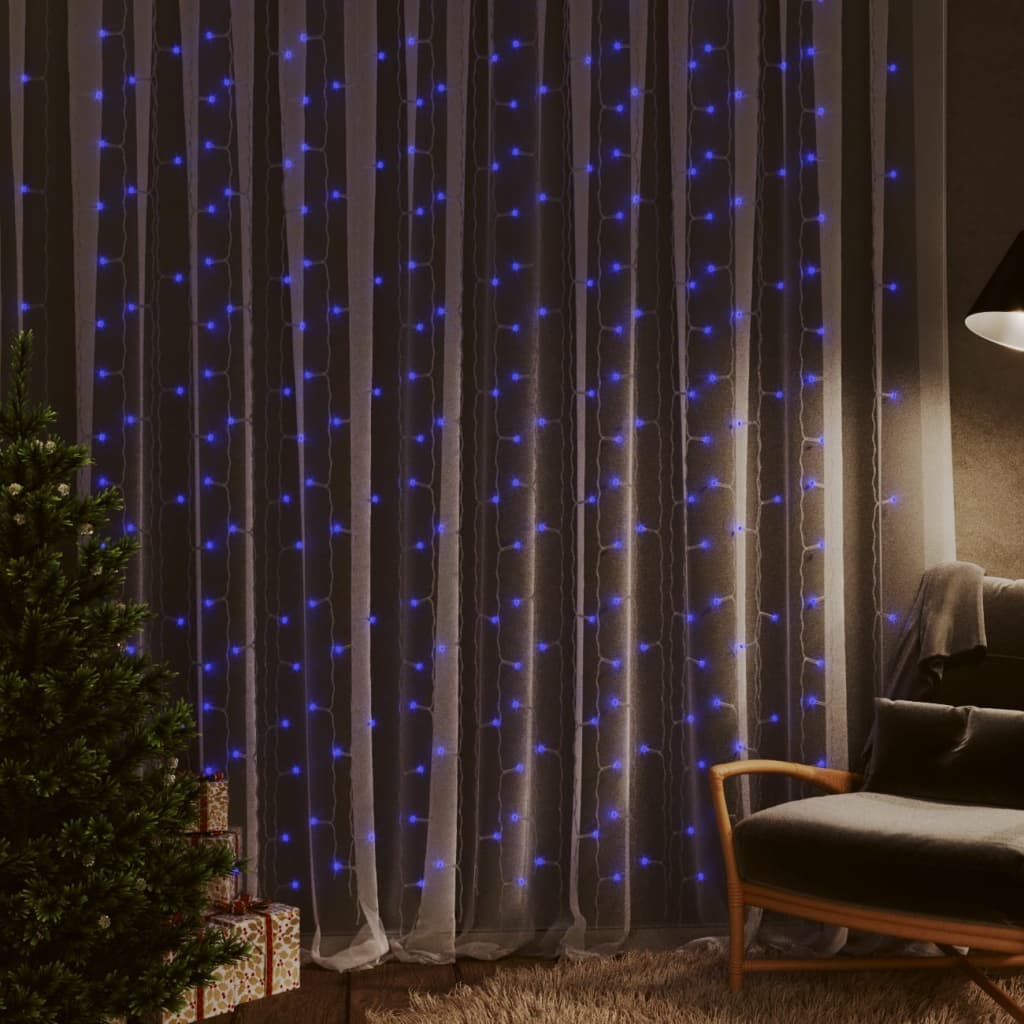 Světelný Závěs 3 X 3 M 300 Led Diod Teplé Bílé Světlo 8 Funkcí