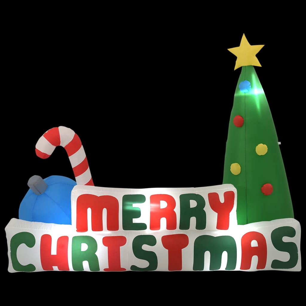 Merry Christmas Nafukovací Led Dekorace Se Stromkem 240X188 Cm