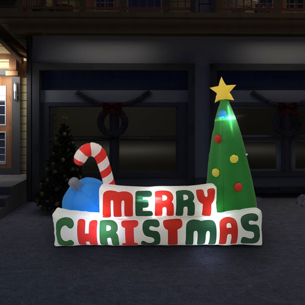 Merry Christmas Nafukovací Led Dekorace Se Stromkem 240X188 Cm