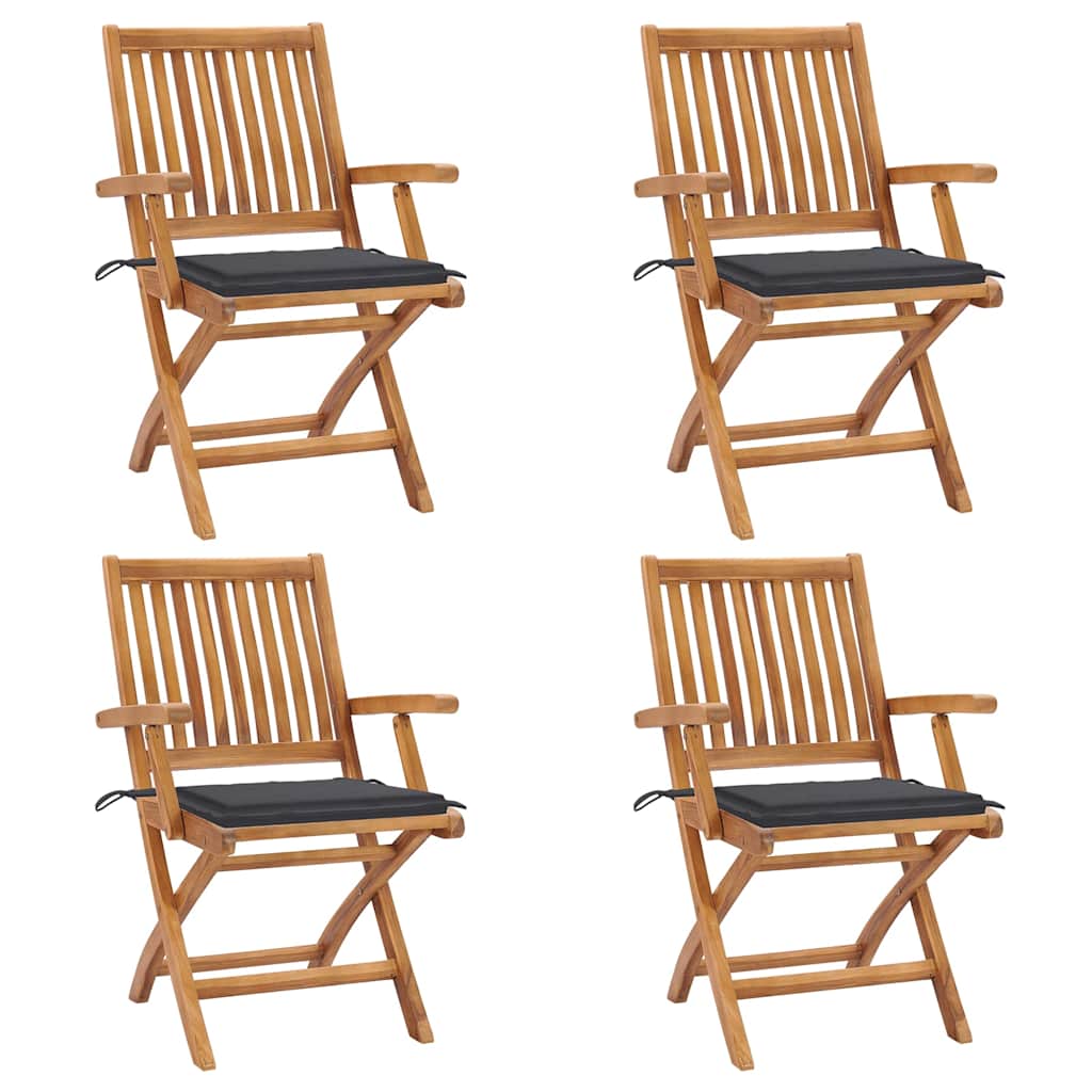 Skládací Zahradní Židle S Poduškami 6 Ks Masivní Teak Antracitová