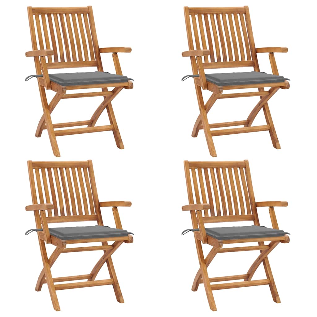 Skládací Zahradní Židle S Poduškami 6 Ks Masivní Teak Šedá