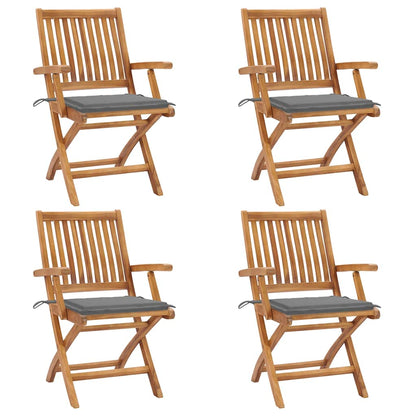 Skládací Zahradní Židle S Poduškami 6 Ks Masivní Teak Šedá