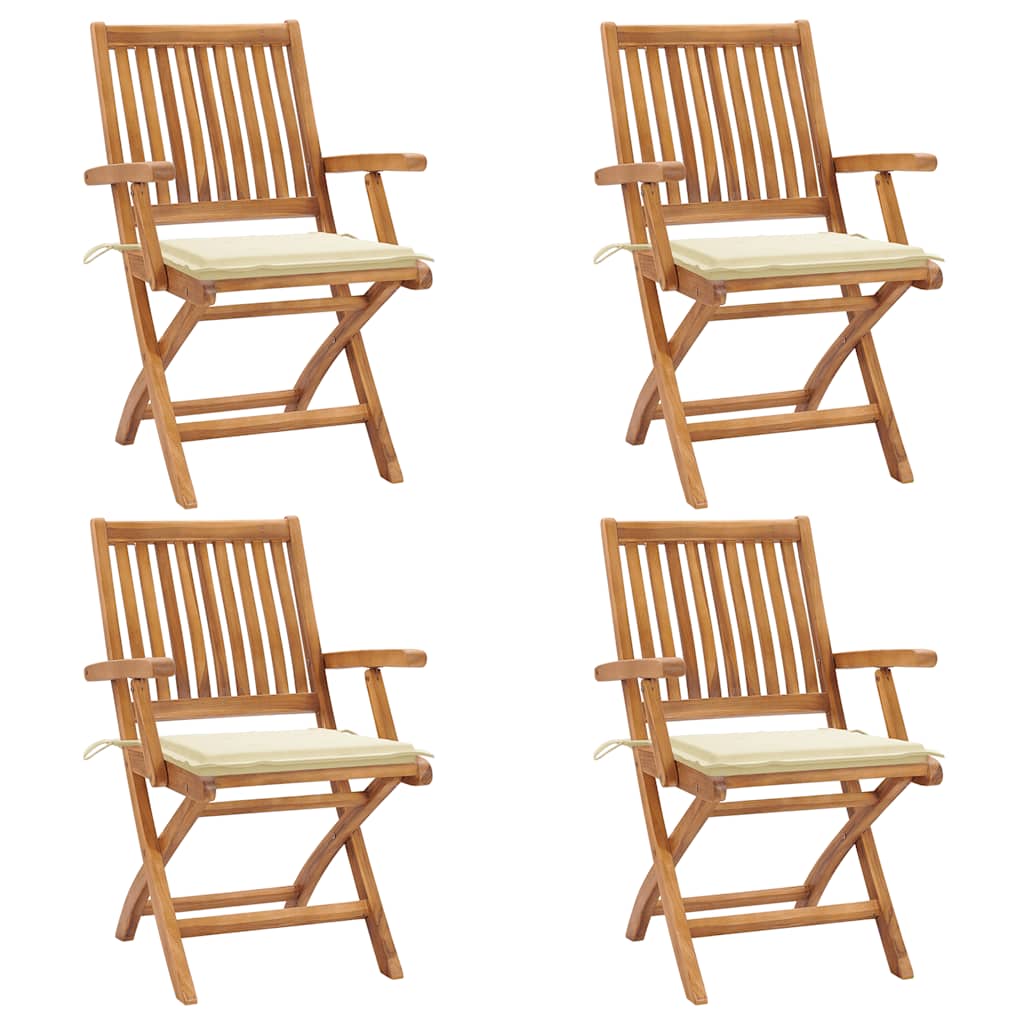 Skládací Zahradní Židle S Poduškami 6 Ks Masivní Teak Krémová