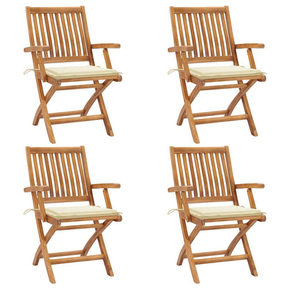 Skládací Zahradní Židle S Poduškami 6 Ks Masivní Teak Krémová