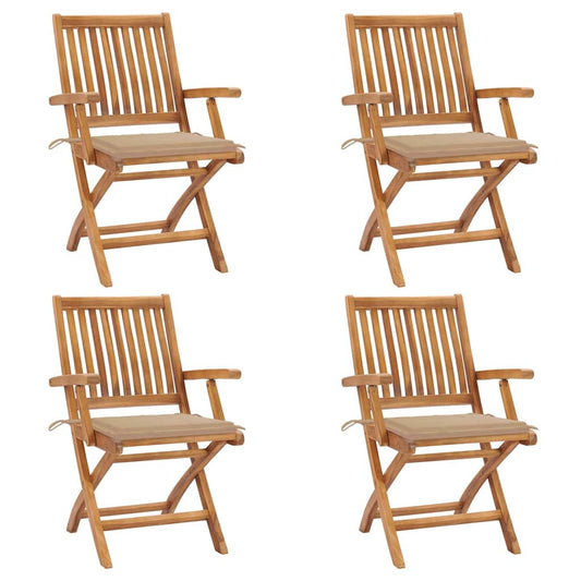 Skládací Zahradní Židle S Poduškami 4 Ks Masivní Teak