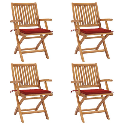 Skládací Zahradní Židle S Poduškami 4 Ks Masivní Teak