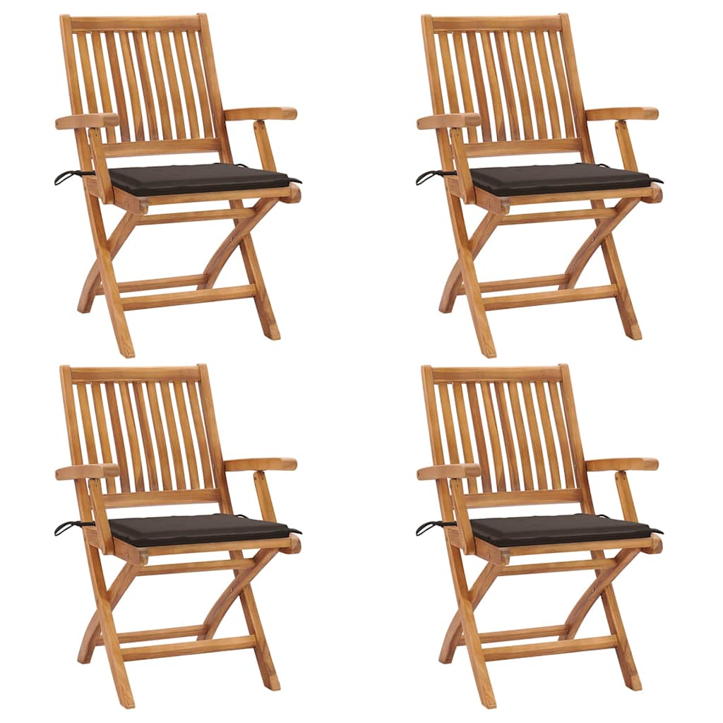 Zahradní Židle 2 Ks S Poduškami Masivní Teak Taupe