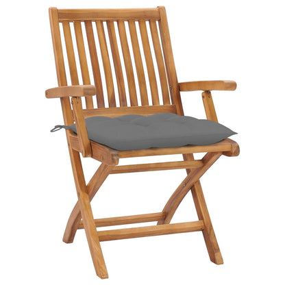 Skládací Zahradní Židle S Poduškami 4 Ks Masivní Teak Šedá