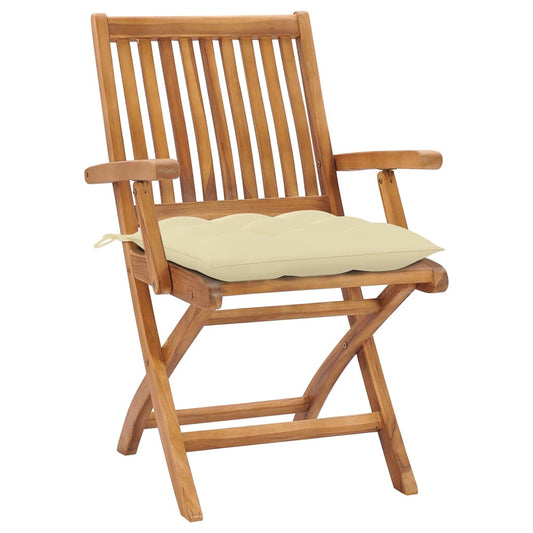 Skládací Zahradní Židle S Poduškami 4 Ks Masivní Teak Krémová